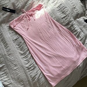 Pink strapless mini dress for summer